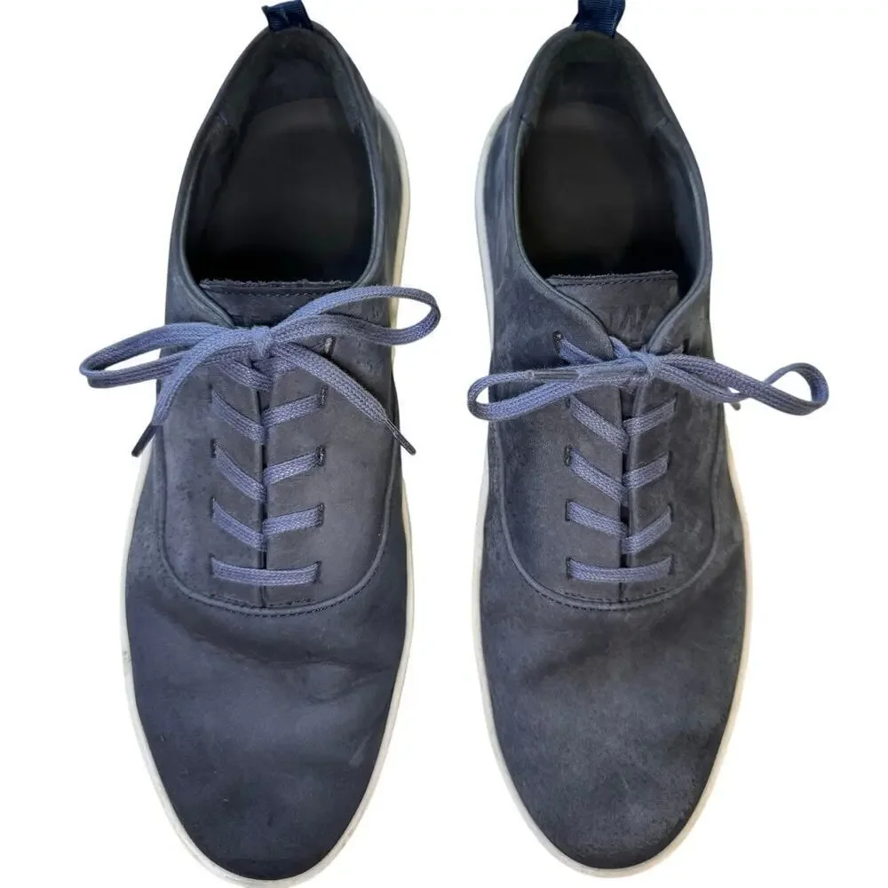 Wolf And Shepherd Cruise Lace Up Sneakers Navy Blue Nubuck Leather Size 10